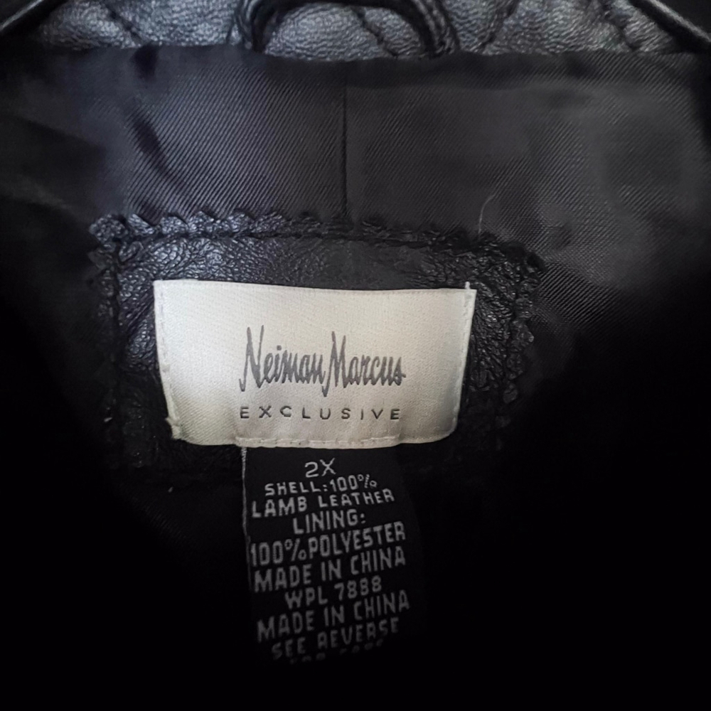 Neiman Marcus Exclusive Quilted Lamb Leather Jacket Women’s 2X Black Quiet Lux - Picture 5 of 14